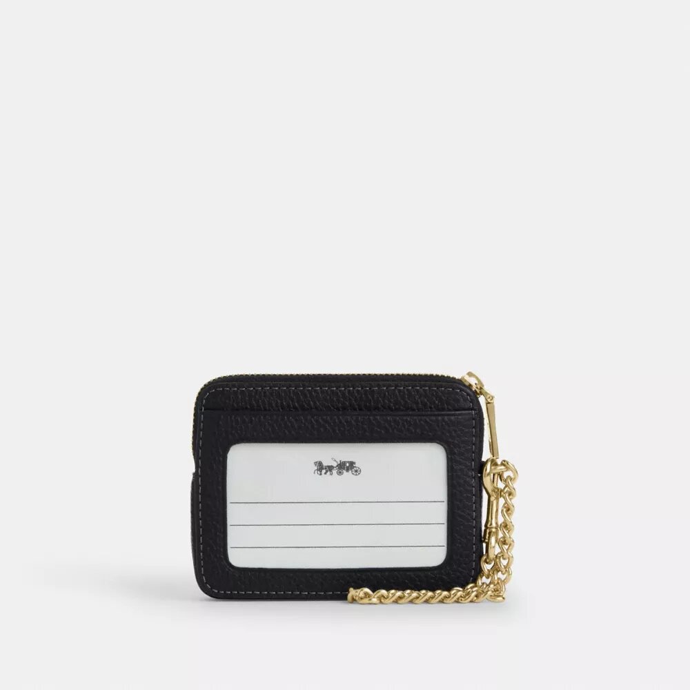 Portacarte con cerniera in pelle Signature