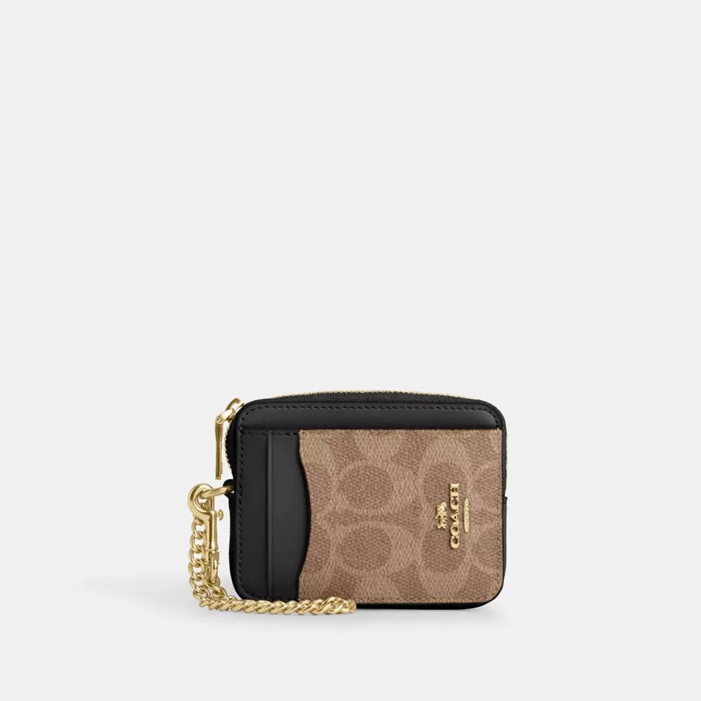 Portacarte con cerniera in Signature Canvas
