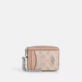 Portacarte con cerniera in Signature Canvas