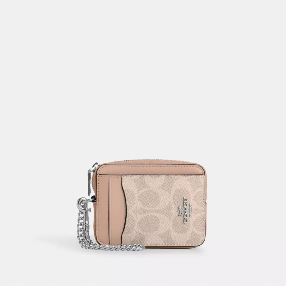 Portacarte con cerniera in Signature Canvas