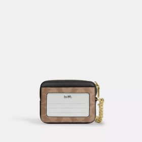 Portacarte con cerniera in Signature Canvas