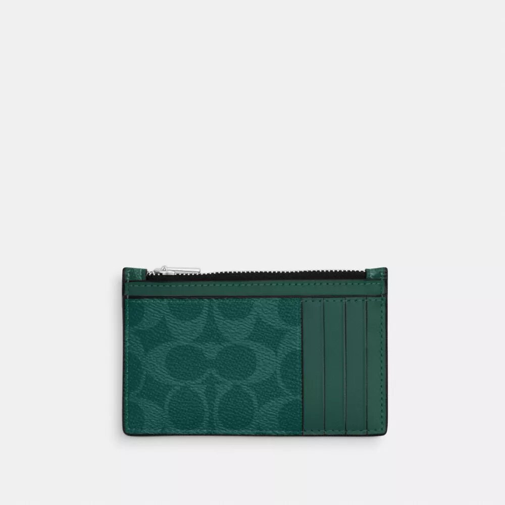 Portacarte con cerniera in Signature Canvas