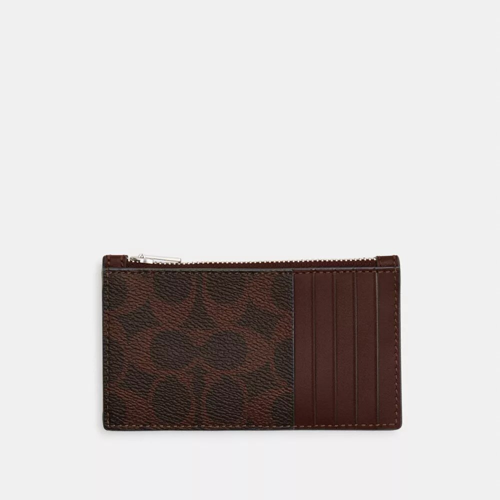Portacarte con cerniera in Signature Canvas