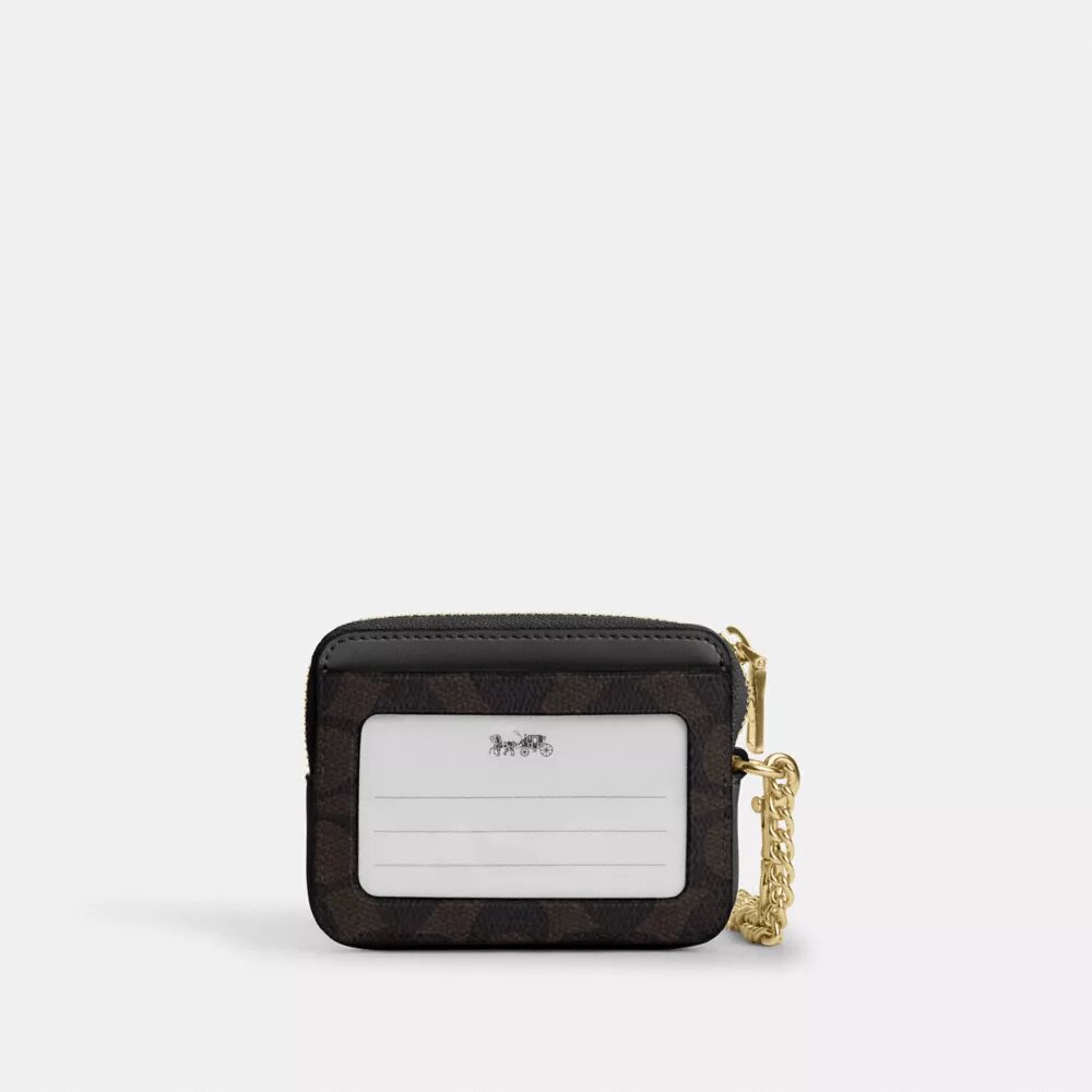 Portacarte con cerniera in Signature Canvas
