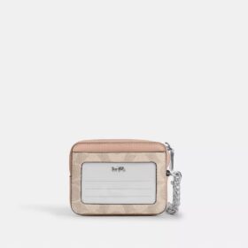 Portacarte con cerniera in Signature Canvas