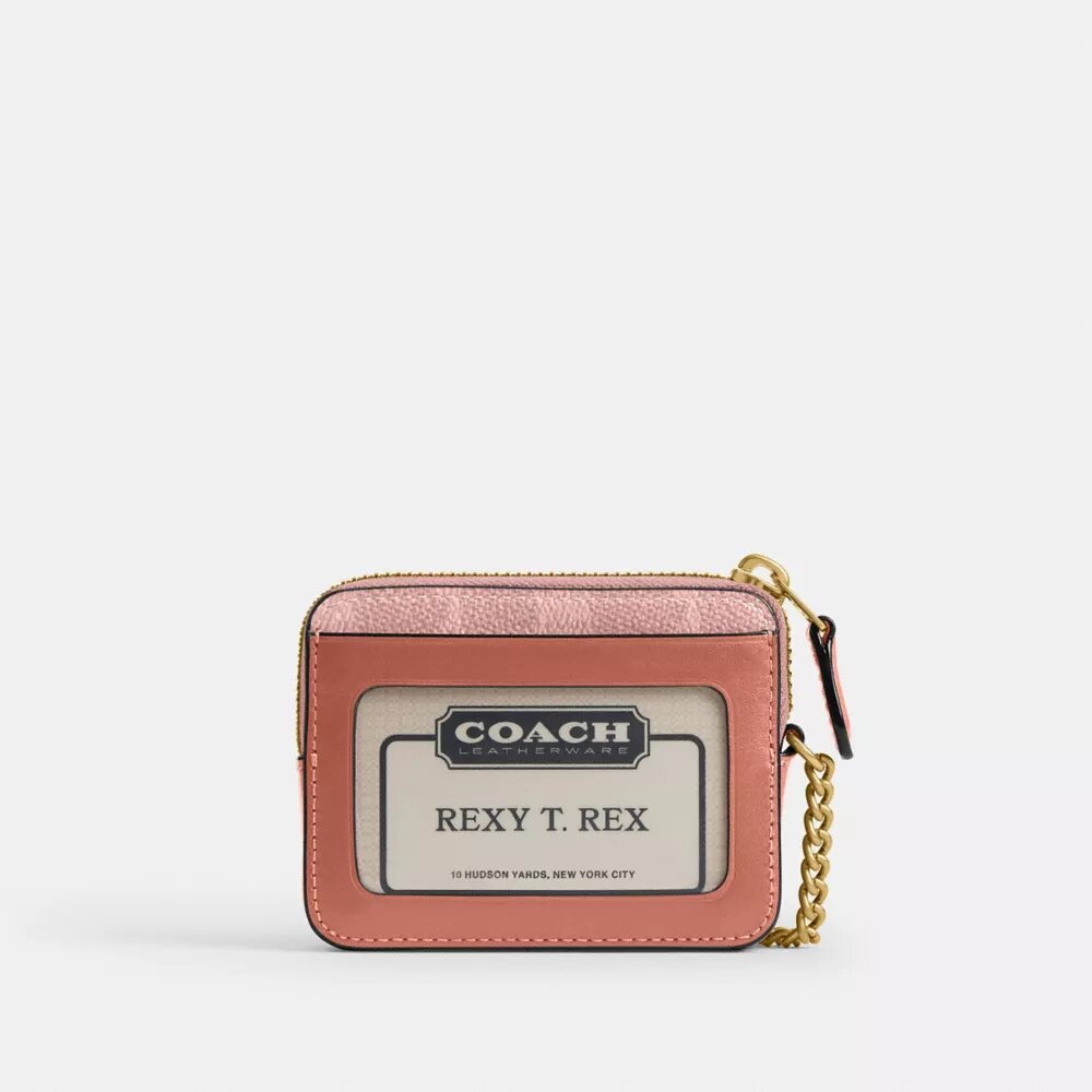 Portacarte Essential con catena in Signature Canvas