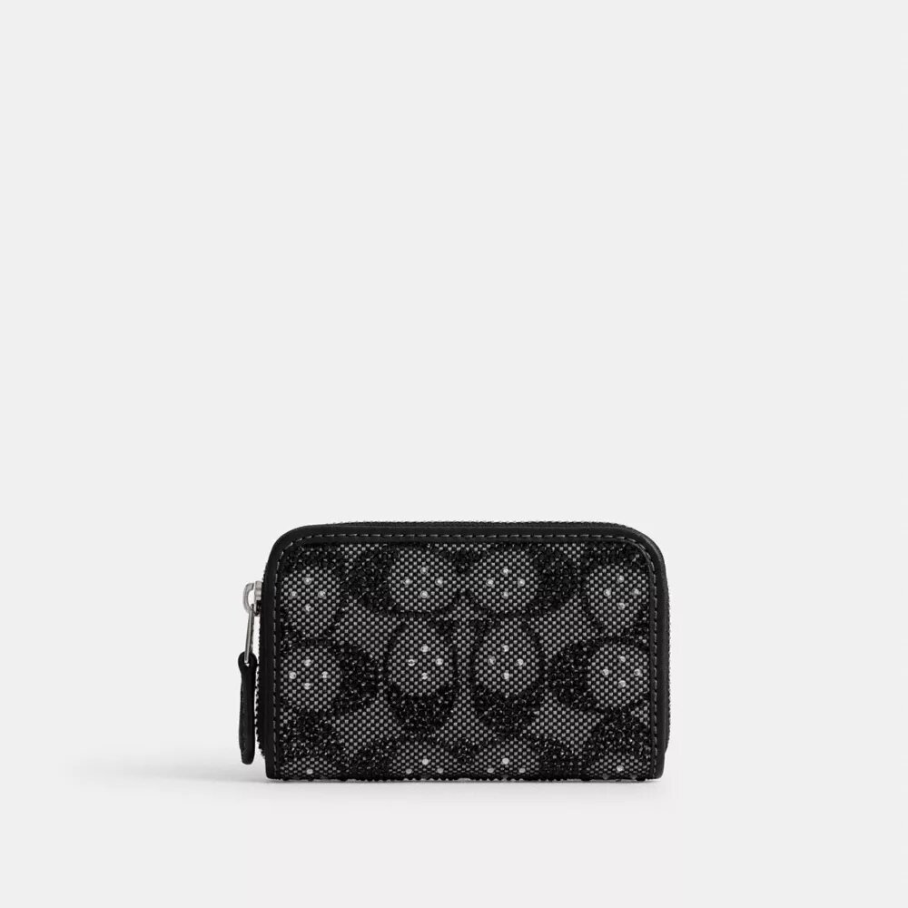 Portacarte Essential piccolo con chiusura a zip in jacquard Signature Crystal
