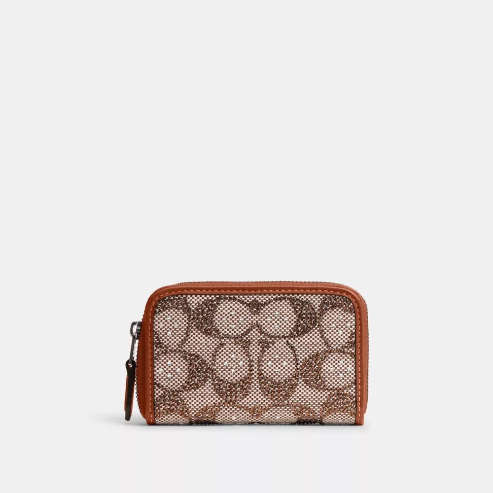 Portacarte Essential piccolo con chiusura a zip in jacquard Signature Crystal
