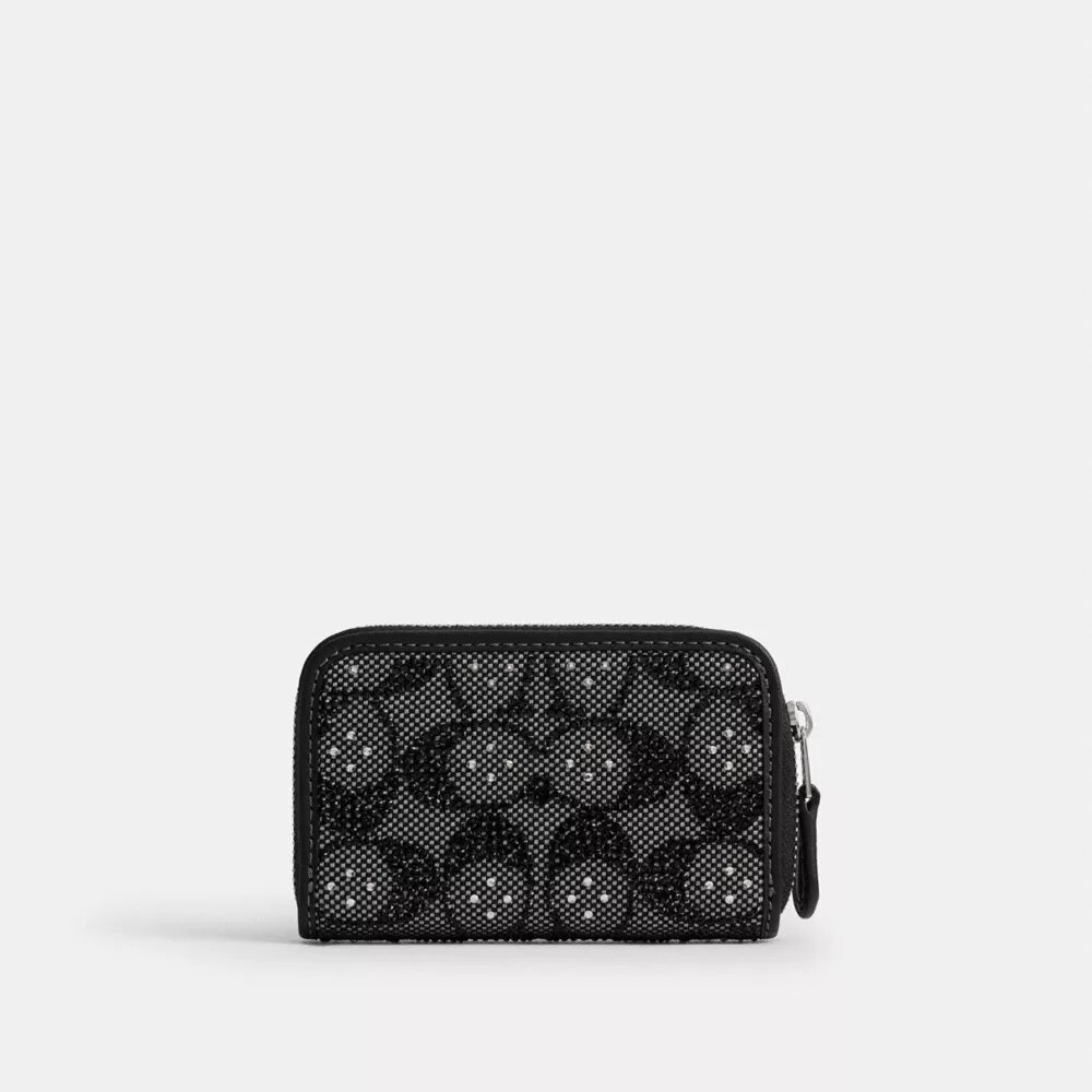 Portacarte Essential piccolo con chiusura a zip in jacquard Signature Crystal