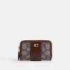 Portacarte Essential Small con chiusura a zip in jacquard Signature