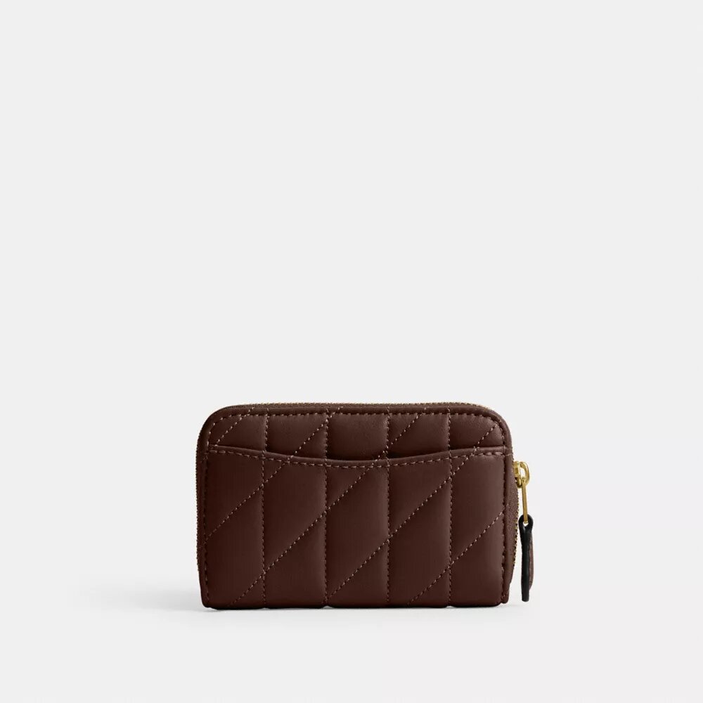 Portacarte essenziale piccolo con chiusura a zip e trapuntatura a cuscino