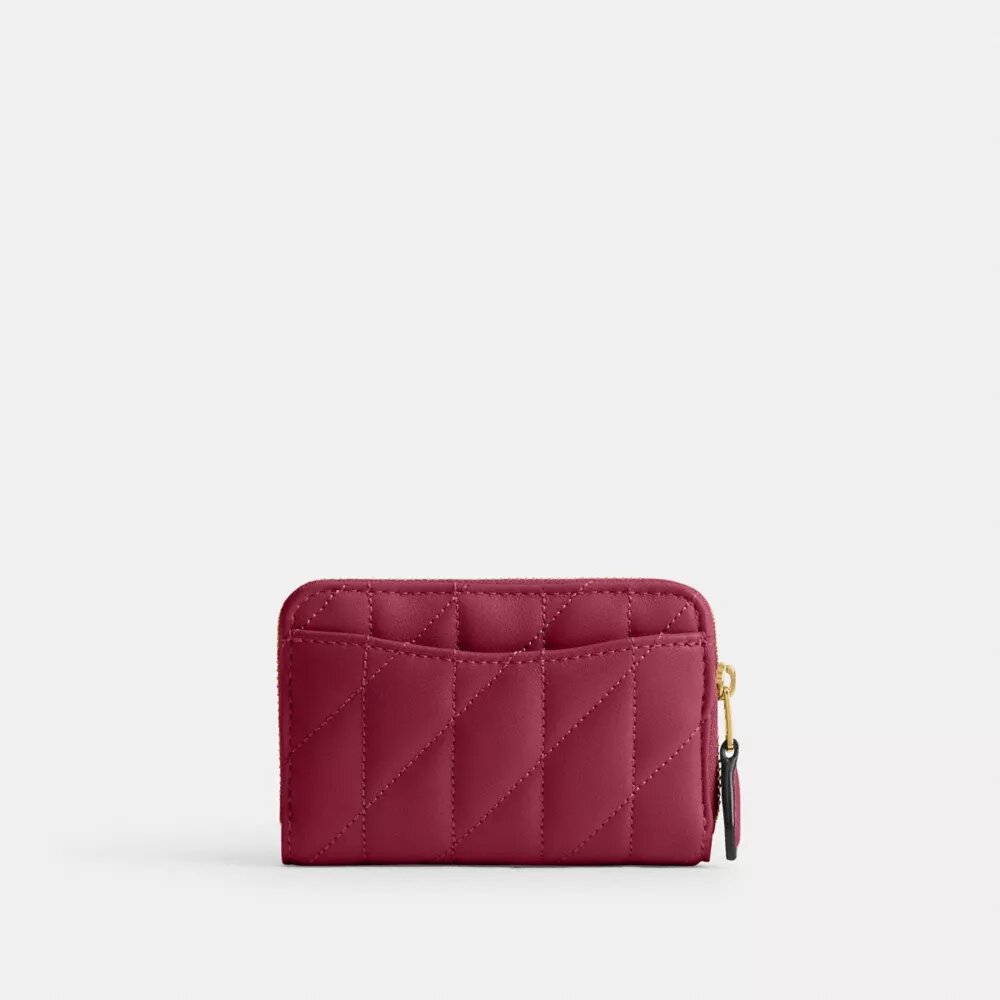 Portacarte essenziale piccolo con chiusura a zip e trapuntatura a cuscino