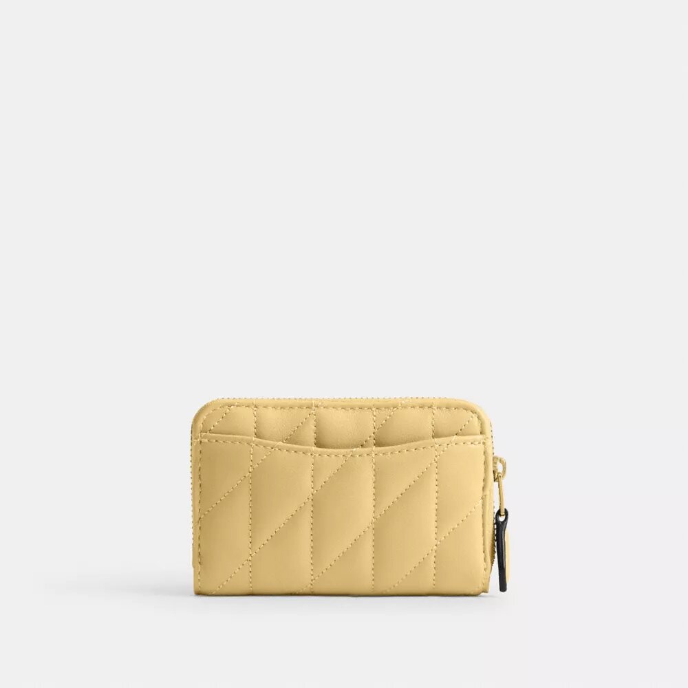 Portacarte essenziale piccolo con chiusura a zip e trapuntatura a cuscino