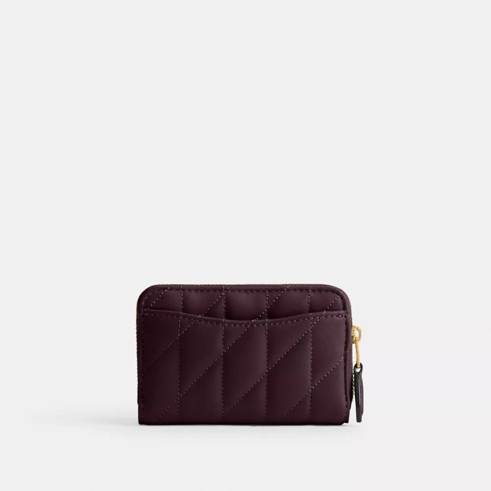 Portacarte essenziale piccolo con chiusura a zip e trapuntatura a cuscino