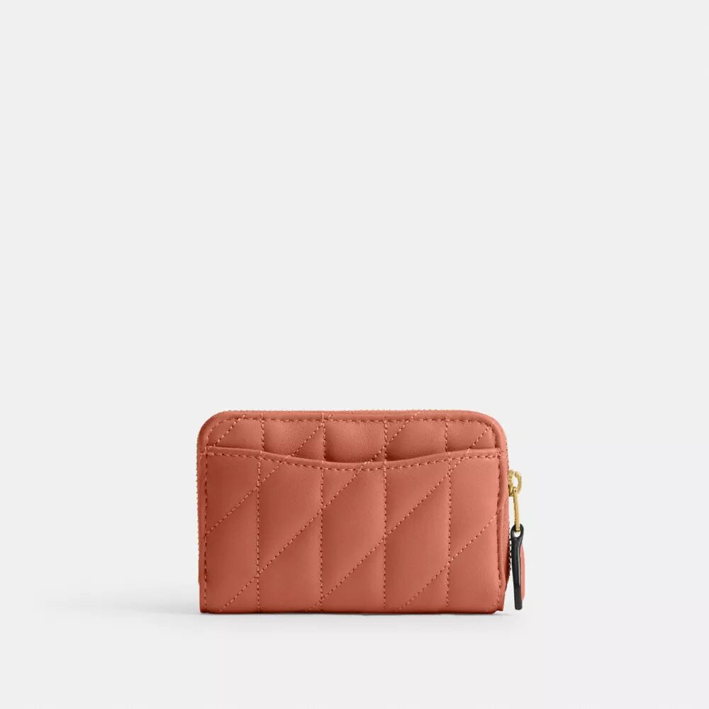Portacarte essenziale piccolo con chiusura a zip e trapuntatura a cuscino