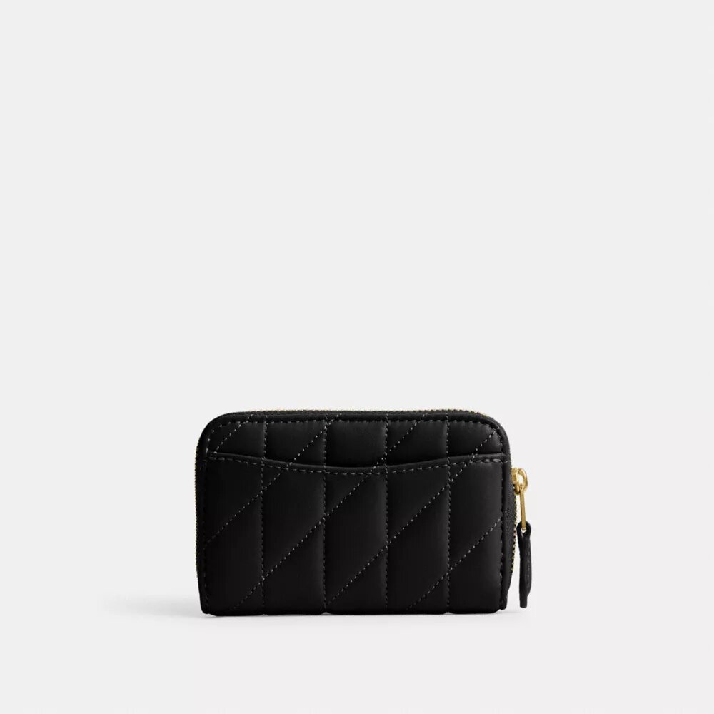 Portacarte essenziale piccolo con chiusura a zip e trapuntatura a cuscino