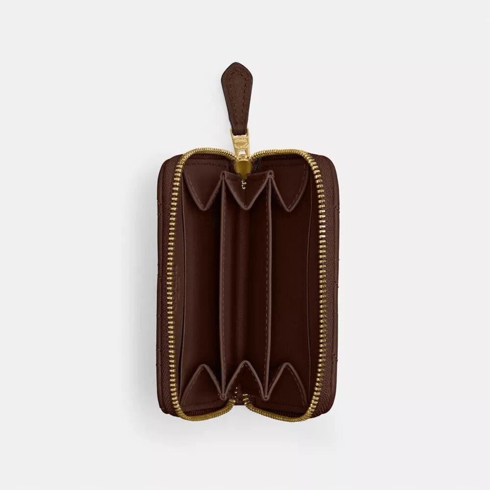 Portacarte essenziale piccolo con chiusura a zip e trapuntatura a cuscino
