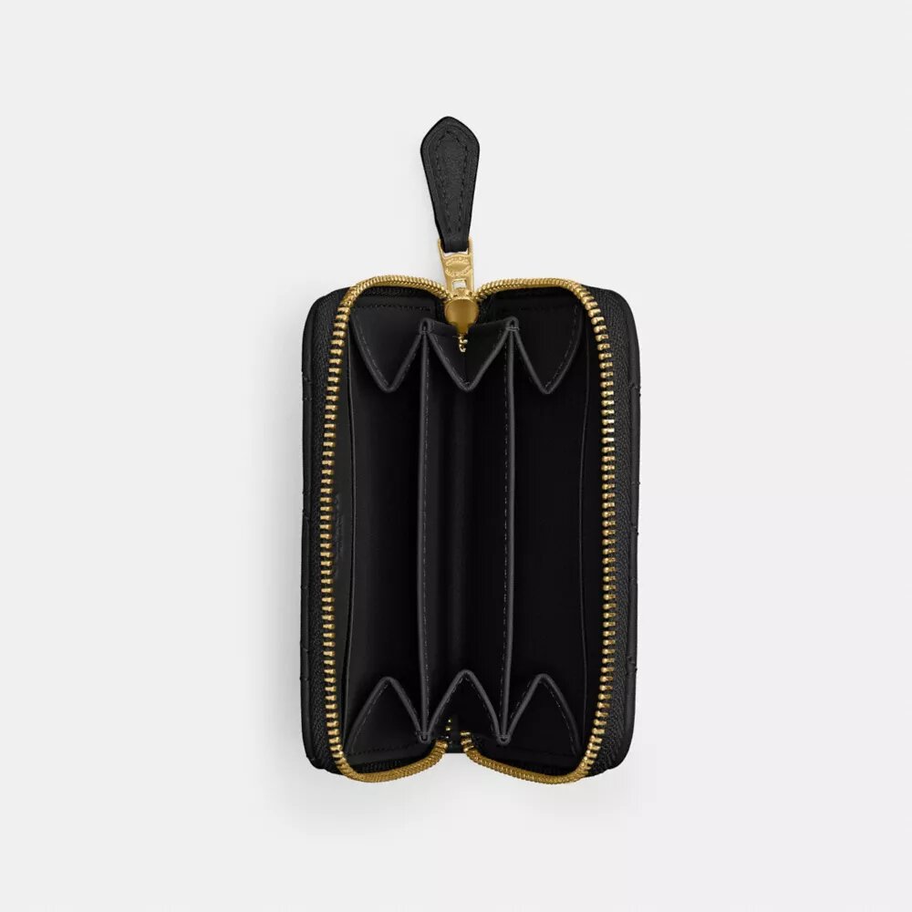Portacarte essenziale piccolo con chiusura a zip e trapuntatura a cuscino