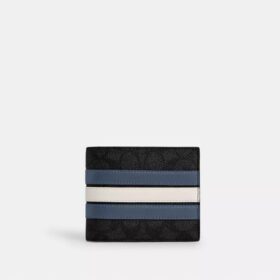 Portafoglio 3 in 1 in Signature Canvas con strisce Varsity