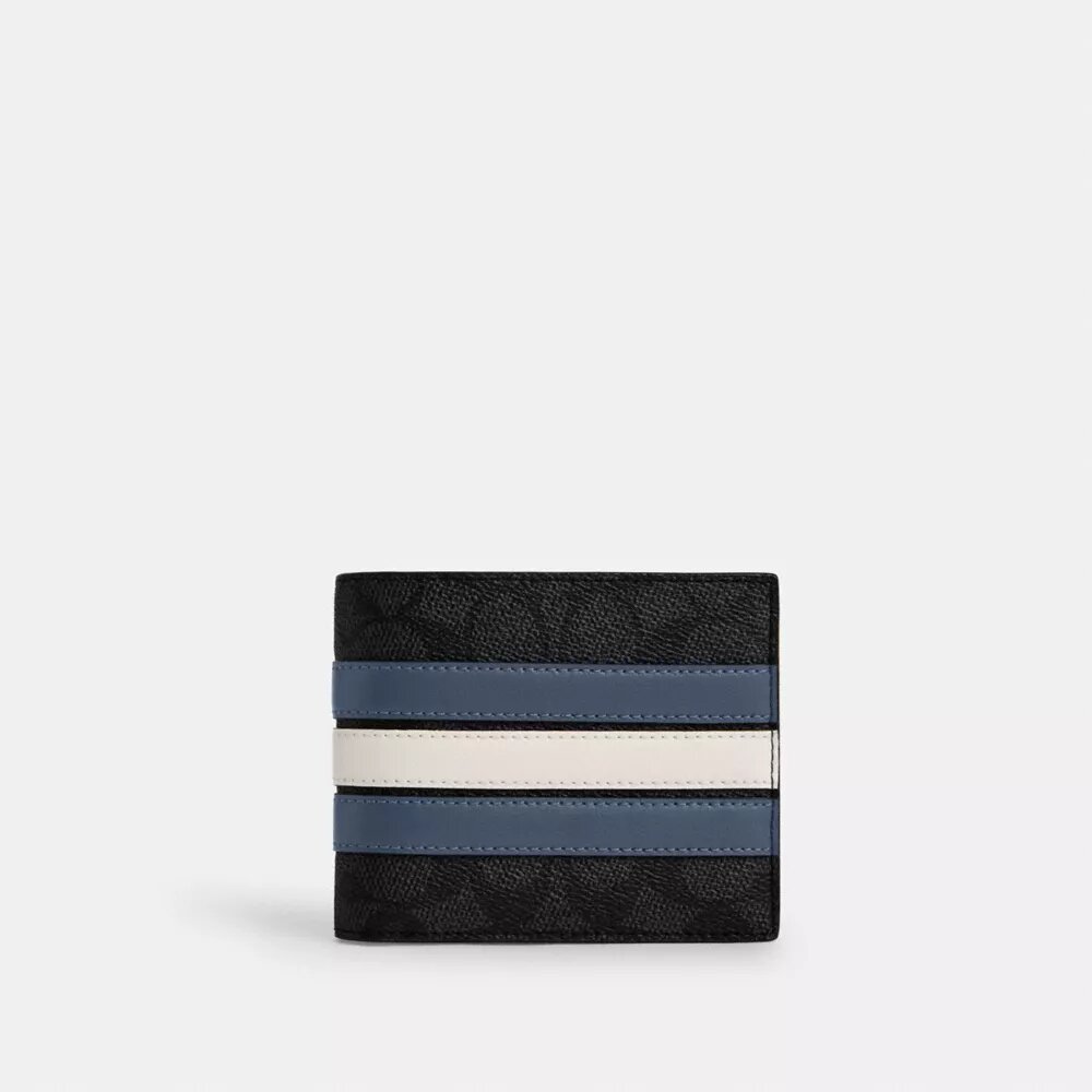 Portafoglio 3 in 1 in Signature Canvas con strisce Varsity
