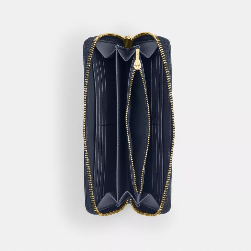 Portafoglio lungo con chiusura a zip perimetrale in denim Signature