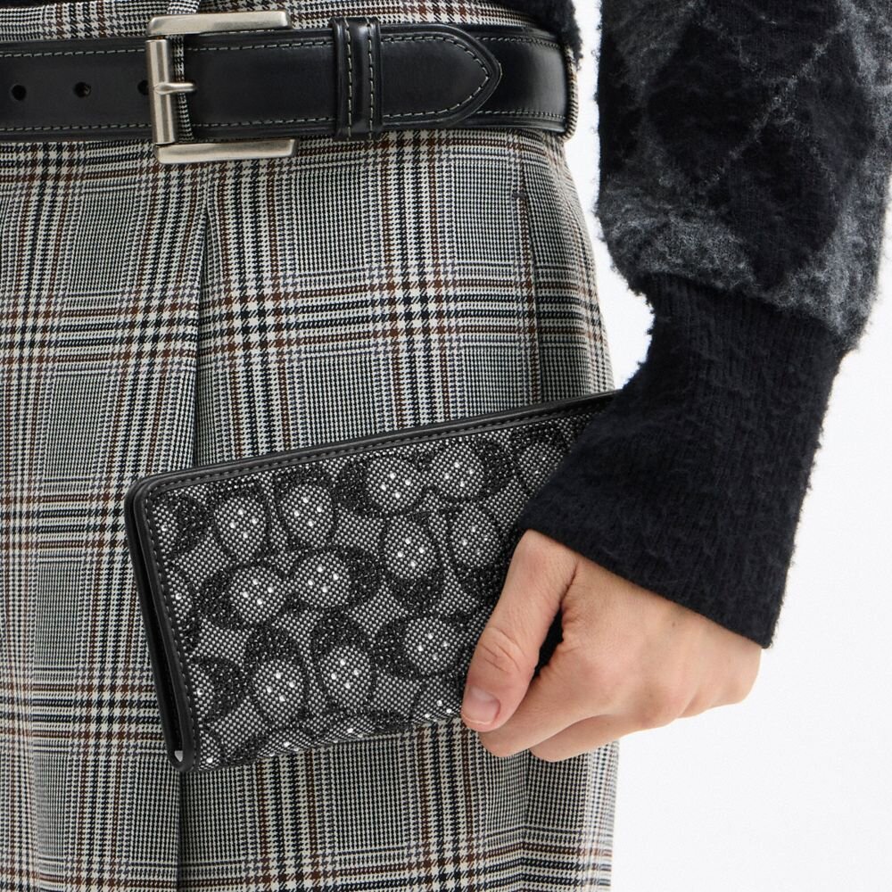 Portafoglio sottile Essential in jacquard Crystal Signature