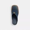 Sabot con tacco e logo C scolpito in denim "Loved"
