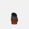Sabot con tacco e logo C scolpito in denim "Loved"
