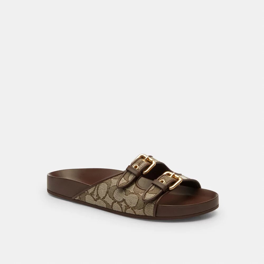 Sandali con fibbia in jacquard esclusivo