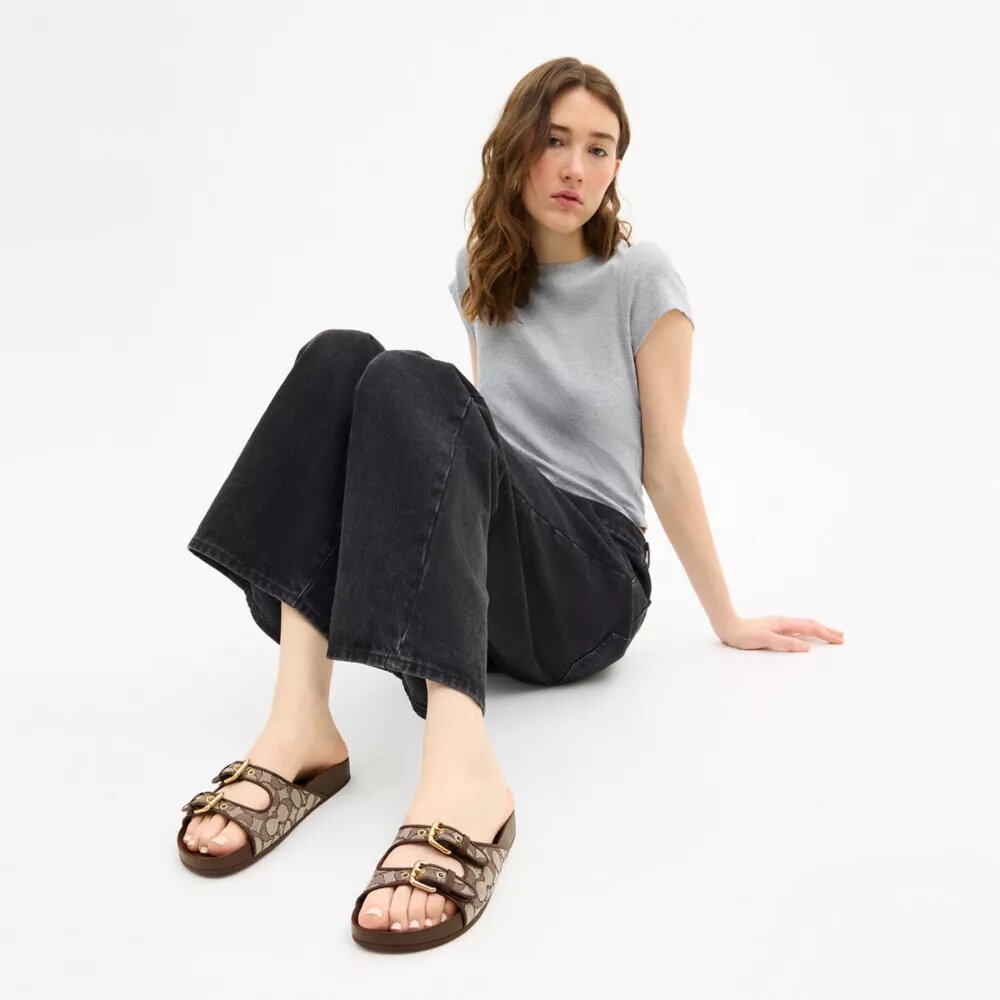 Sandali con fibbia in jacquard esclusivo