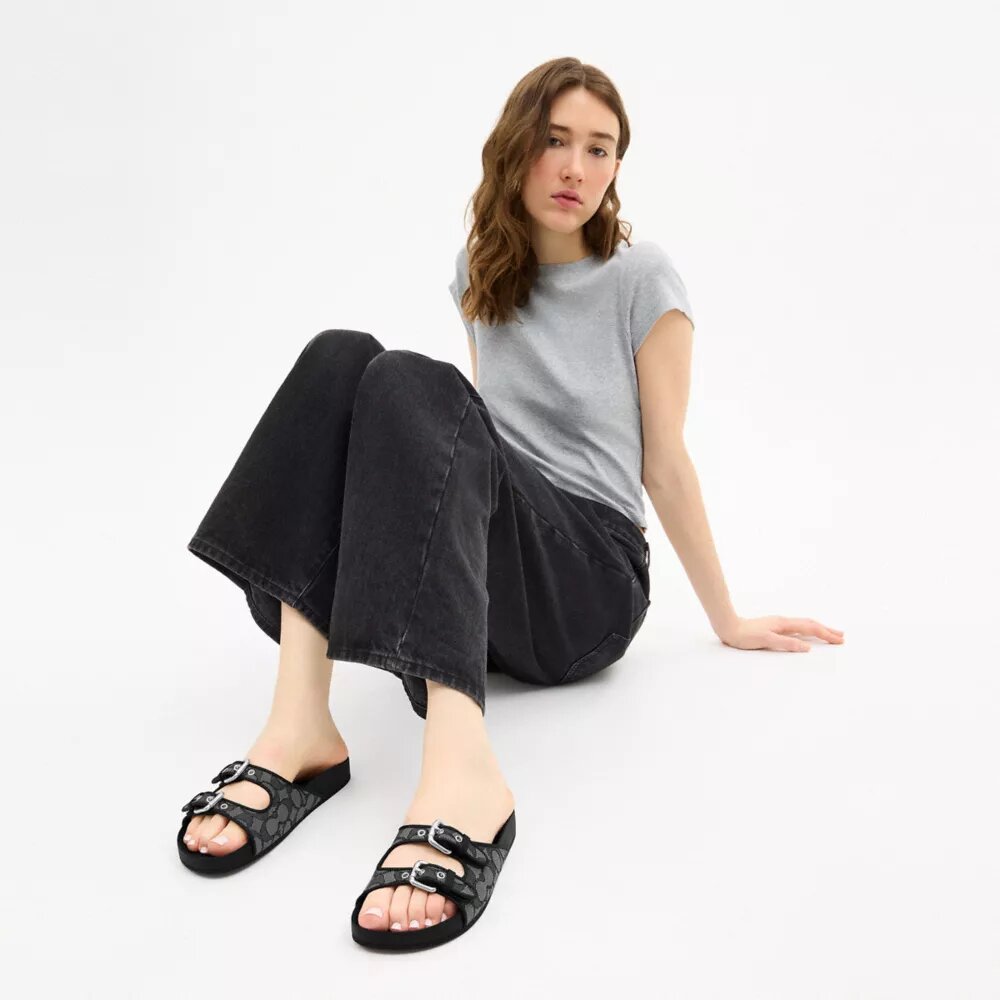 Sandali con fibbia in jacquard esclusivo