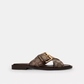 Sandali con fibbia incrociata in jacquard esclusivo