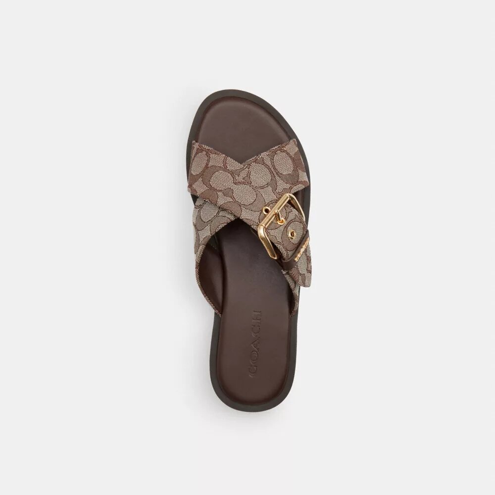 Sandali con fibbia incrociata in jacquard esclusivo
