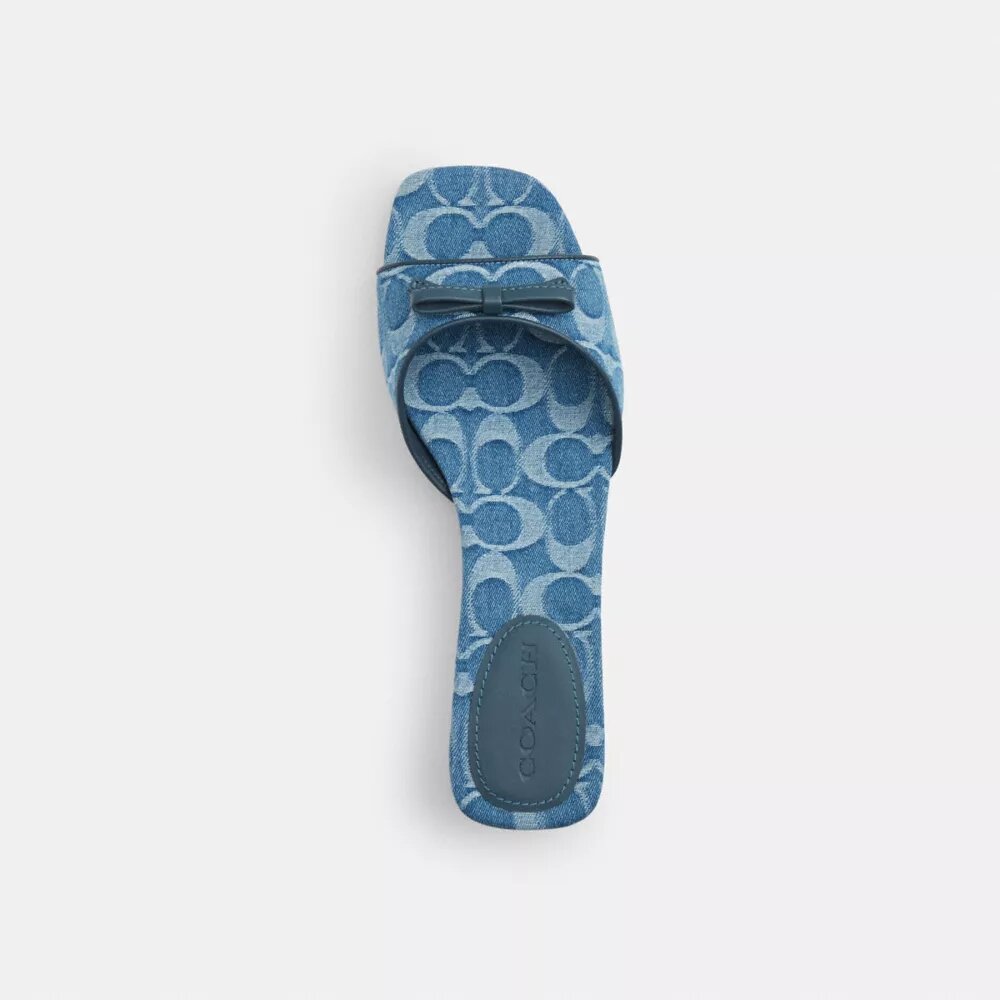 Sandali con tacco basso a fiocco in denim esclusivo