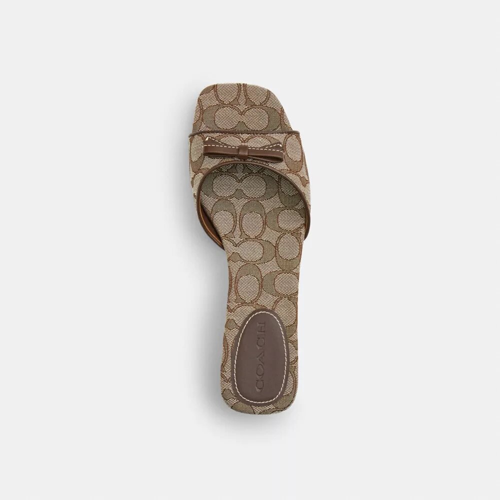 Sandali con tacco basso a fiocco in jacquard esclusivo