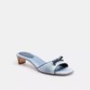 Sandali con tacco basso e fiocco in denim "Loved"