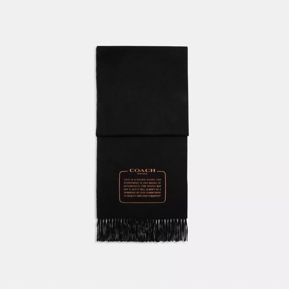 Sciarpa in cashmere con toppa ricamata