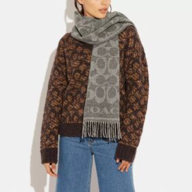 Sciarpa reversibile in cashmere con firma