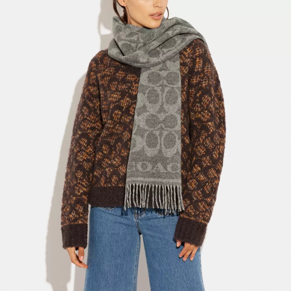 Sciarpa reversibile in cashmere con firma
