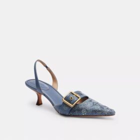 Slingback Margot in denim Crystal Signature