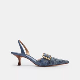Slingback Margot in denim Crystal Signature