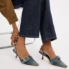 Slingback Margot in denim "Loved"