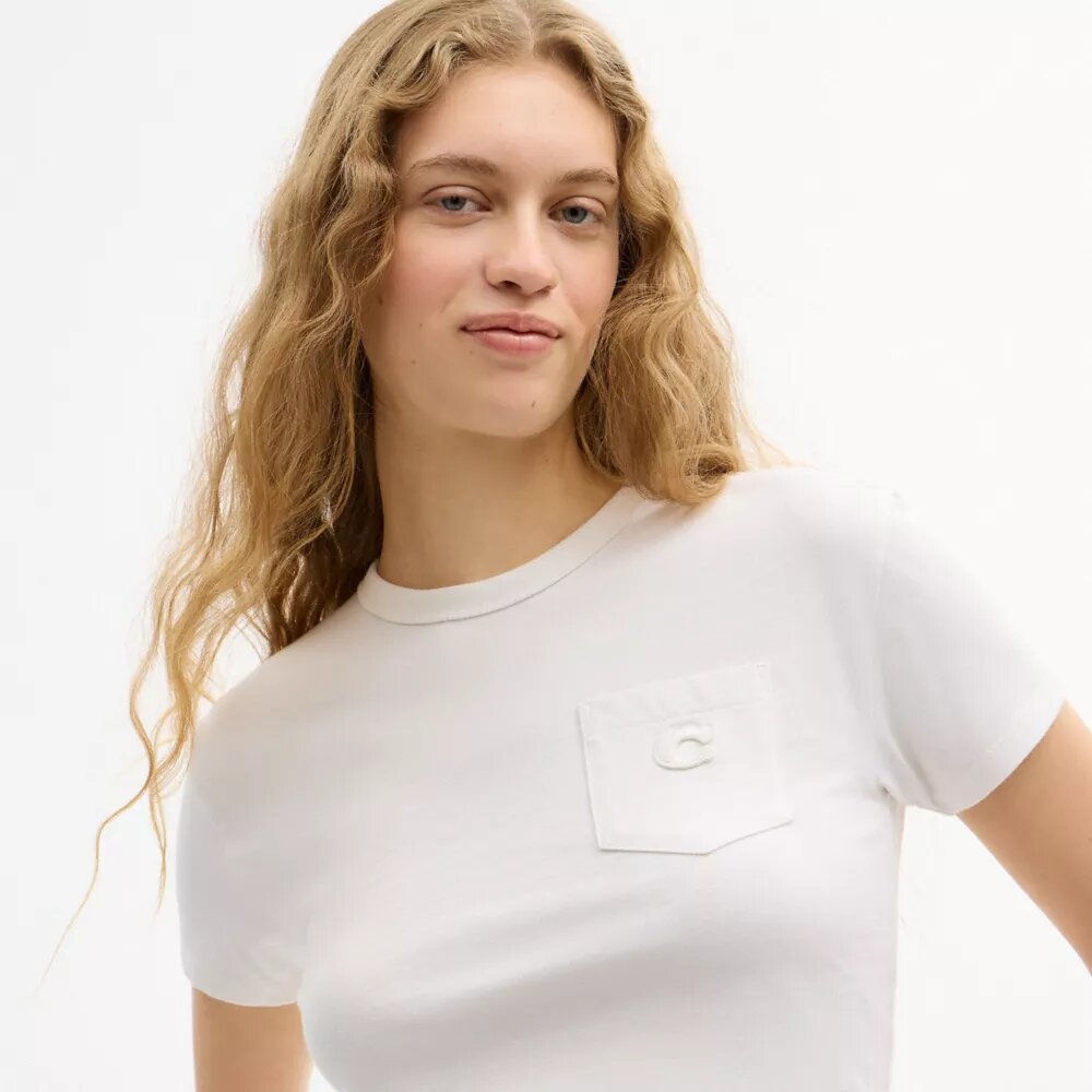 T-shirt a maniche corte con taschino in cotone biologico
