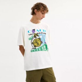 T-shirt dal taglio morbido “Collage Train” in cotone biologico