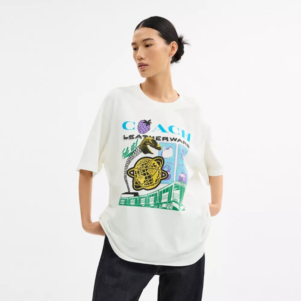 T-shirt dal taglio morbido “Collage Train” in cotone biologico