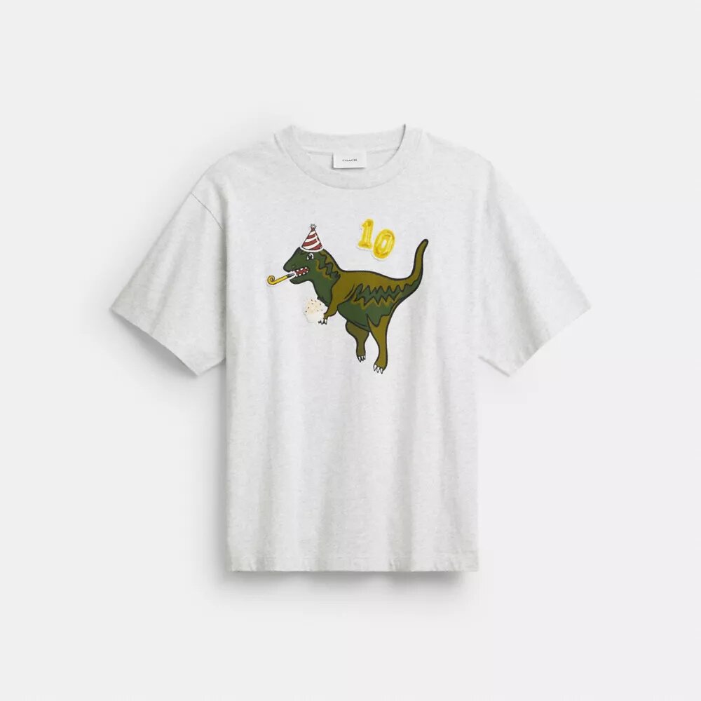 T-shirt dal taglio morbido "Rexy 10th Birthday" in cotone biologico