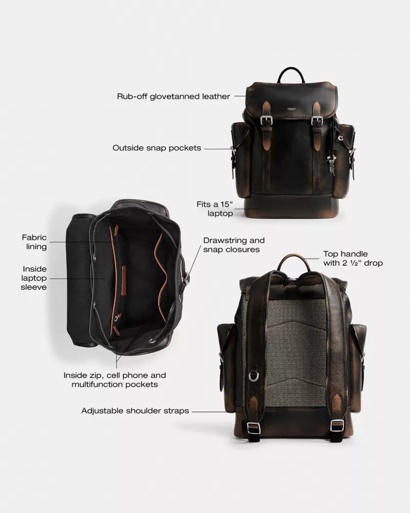 Zaino Hitch in pelle patinata