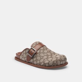 Zoccoli con fibbia in jacquard esclusivo