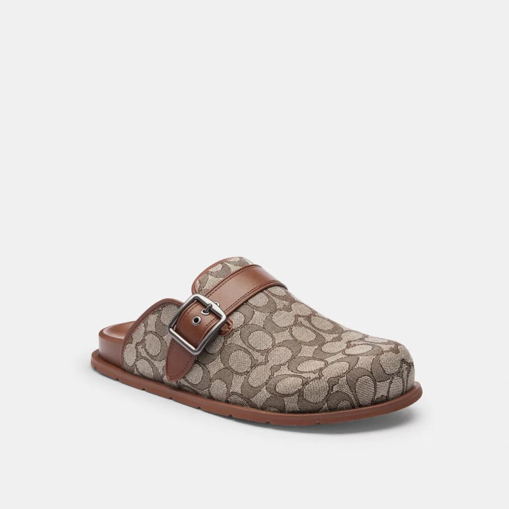 Zoccoli con fibbia in jacquard esclusivo