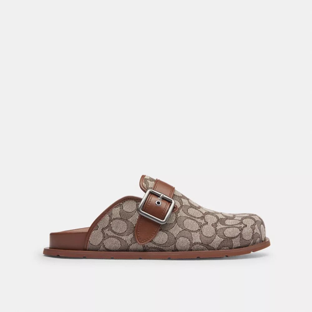Zoccoli con fibbia in jacquard esclusivo